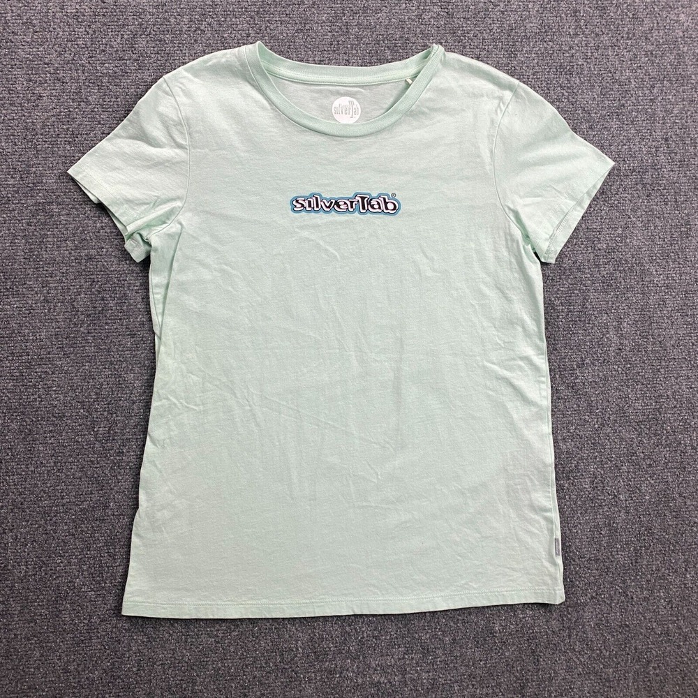 Levi's Silvertab Shirt Womens Small Green Short Sleeve 100% Cotton Casual